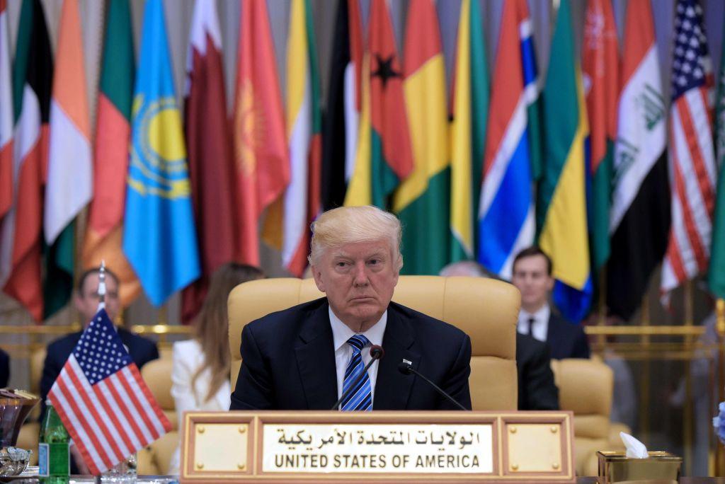 US President Donald Trump attends the Arab Islamic American Summit at the King Abdulaziz Conference Centre in Riyadh on 21 May 2017