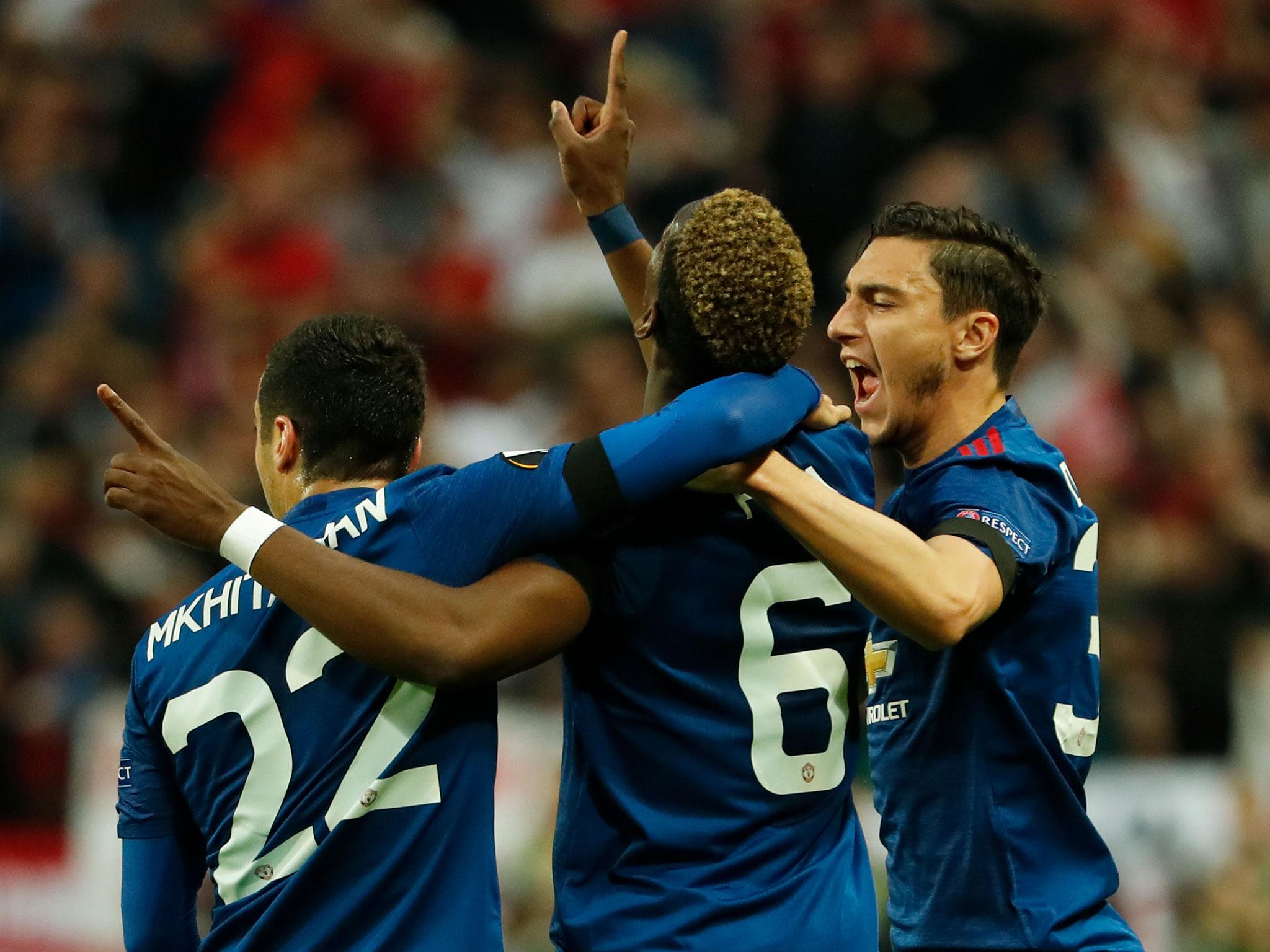 Paul Pogba led Manchester United to victory on an emotional night in Stockholm