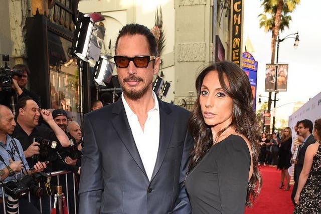 Late artist Chris Cornell with his wife Vicky at the premiere for 'The Promise' in Hollywood