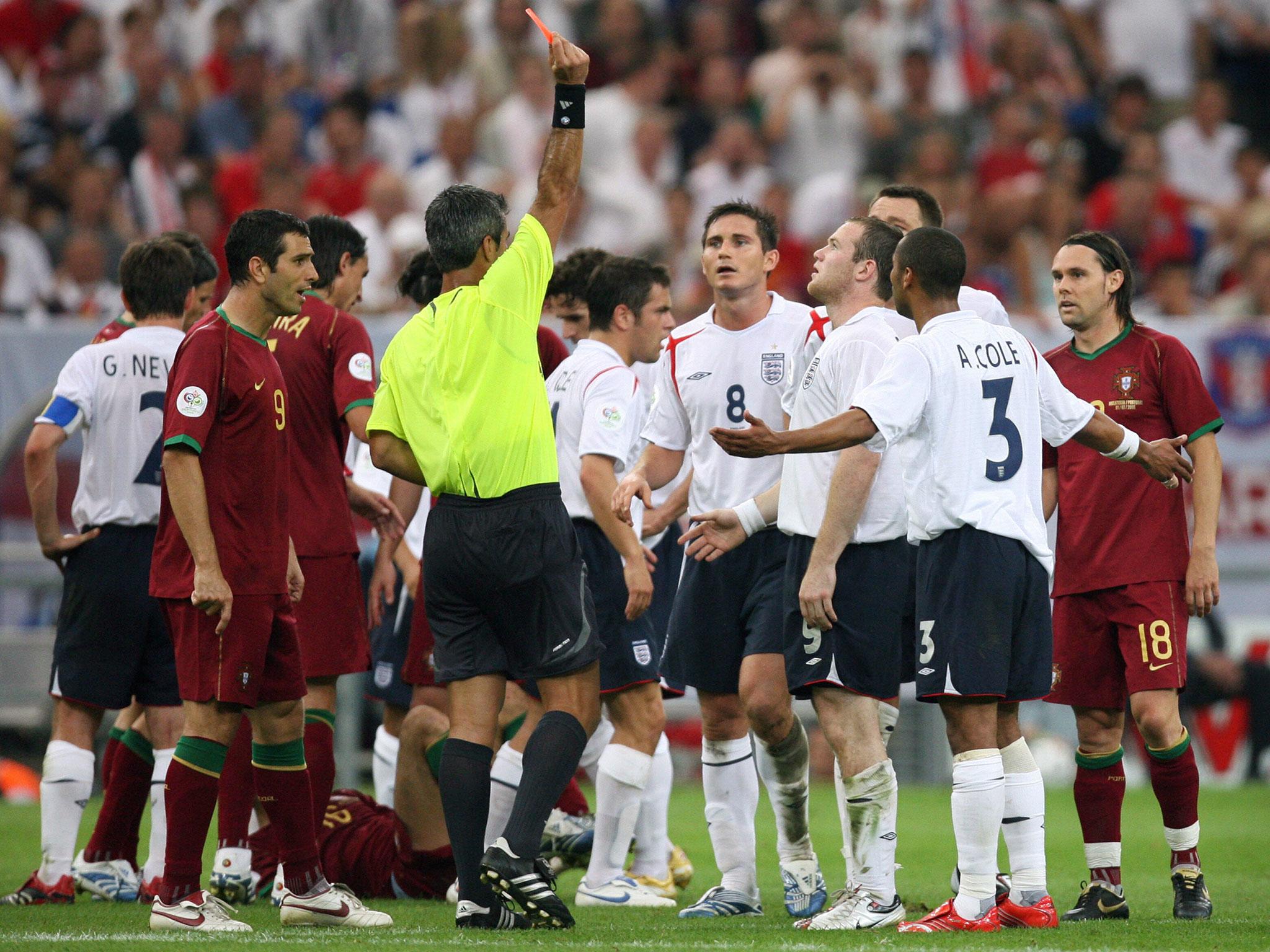 &#13;
Wayne Rooney is shown red at the 2006 World Cup &#13;