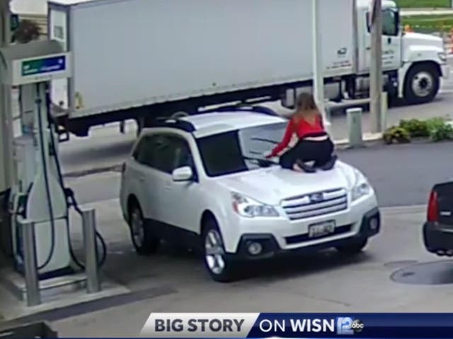 Melissa Smith jumped on the hood of a moving car to prevent a carjacking in Milwaukee, Wisconsin