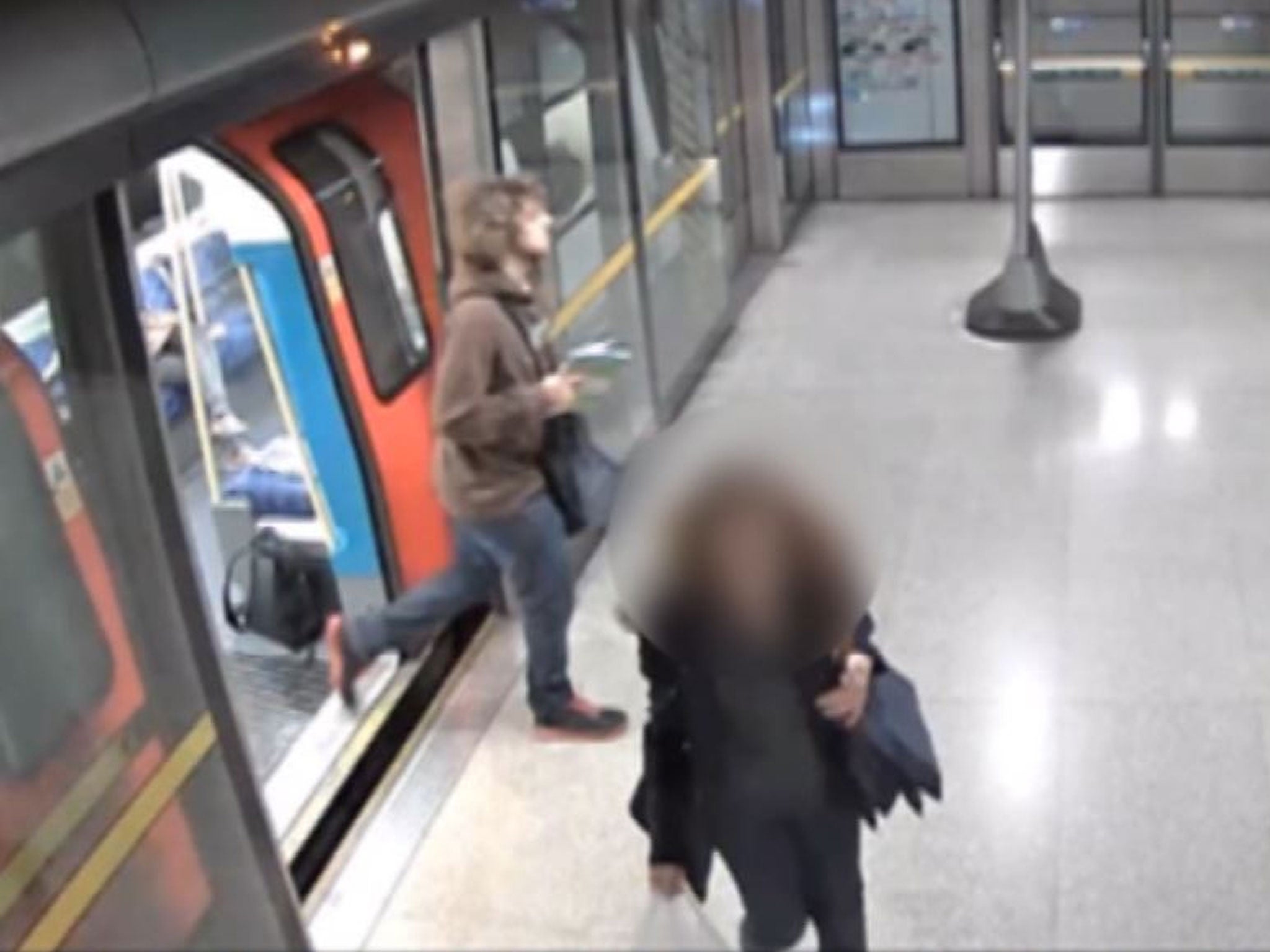 CCTV of Damon Smith leaving his homemade bomb on the Tube last October