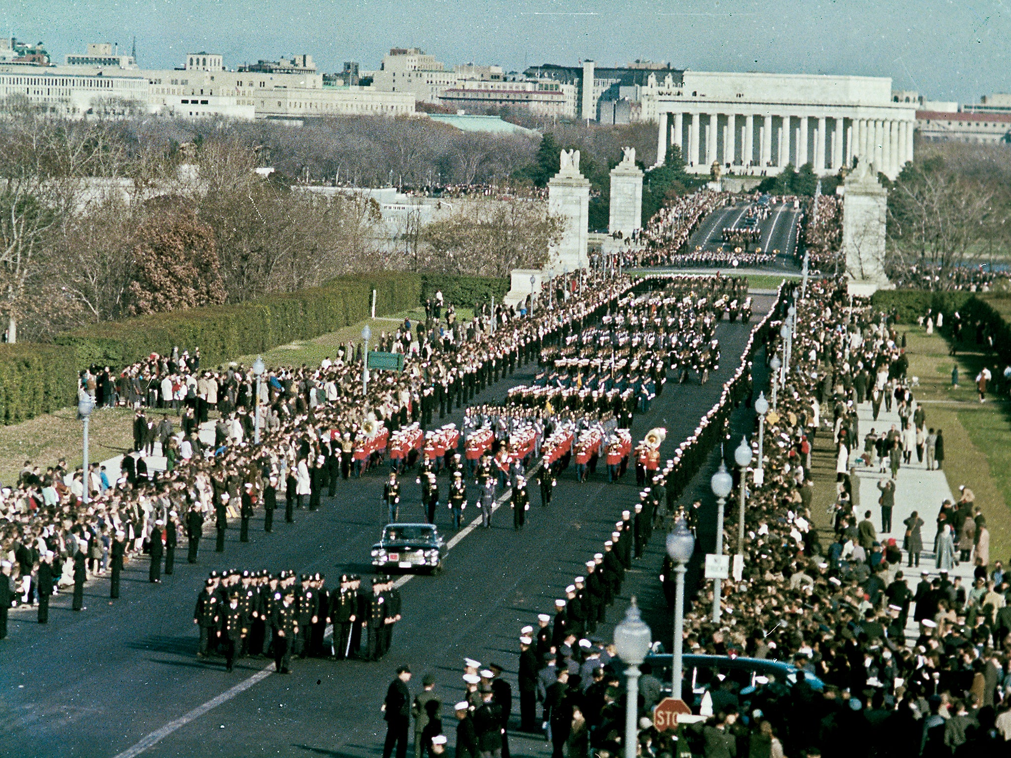 Kennedy’s state funeral procession near the entrance to Arlington National Cemetery in November 1963 (Mark Reinstein/Corbis/Getty)