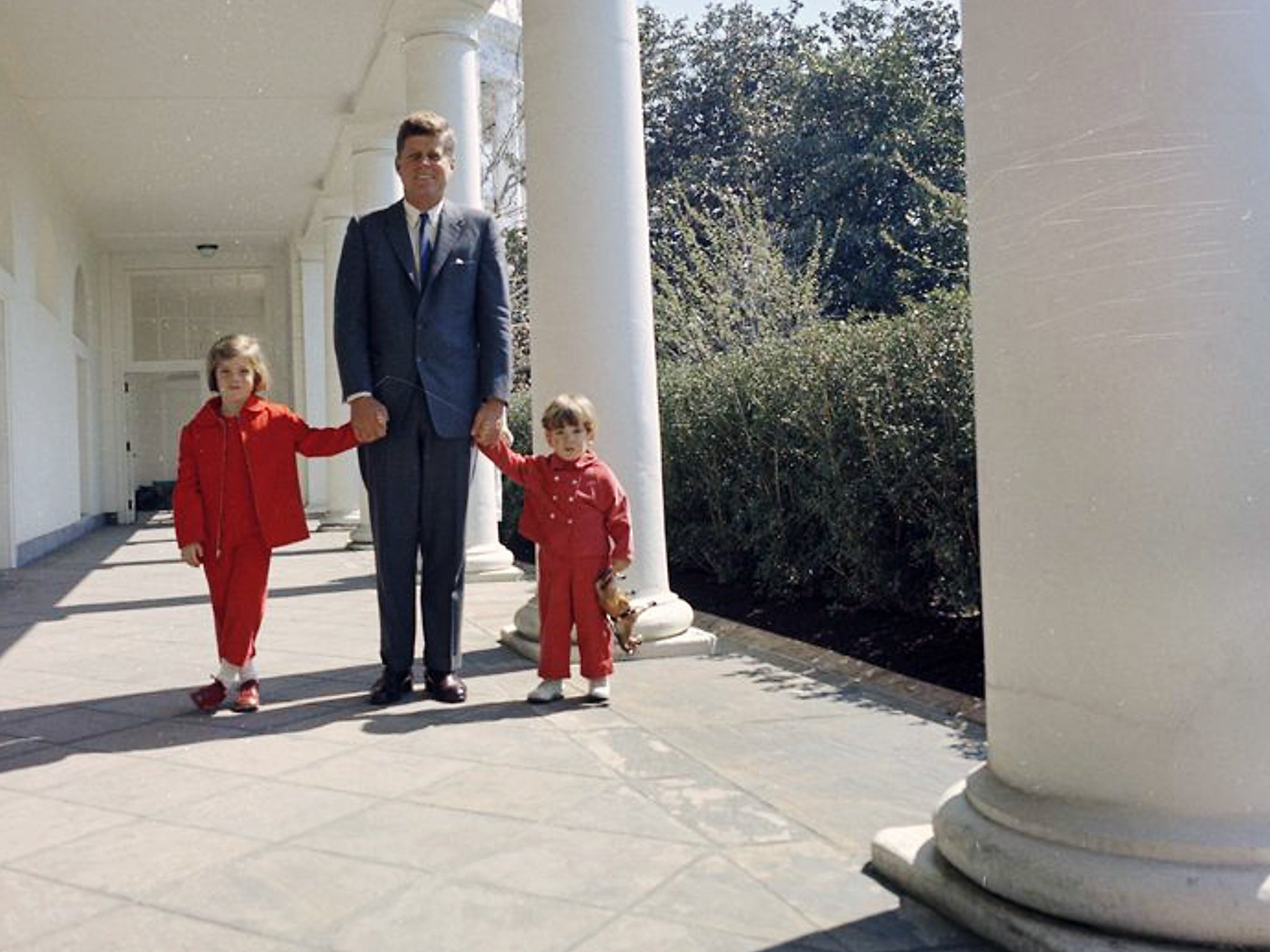 Kennedy with his children at the White House in March 1963