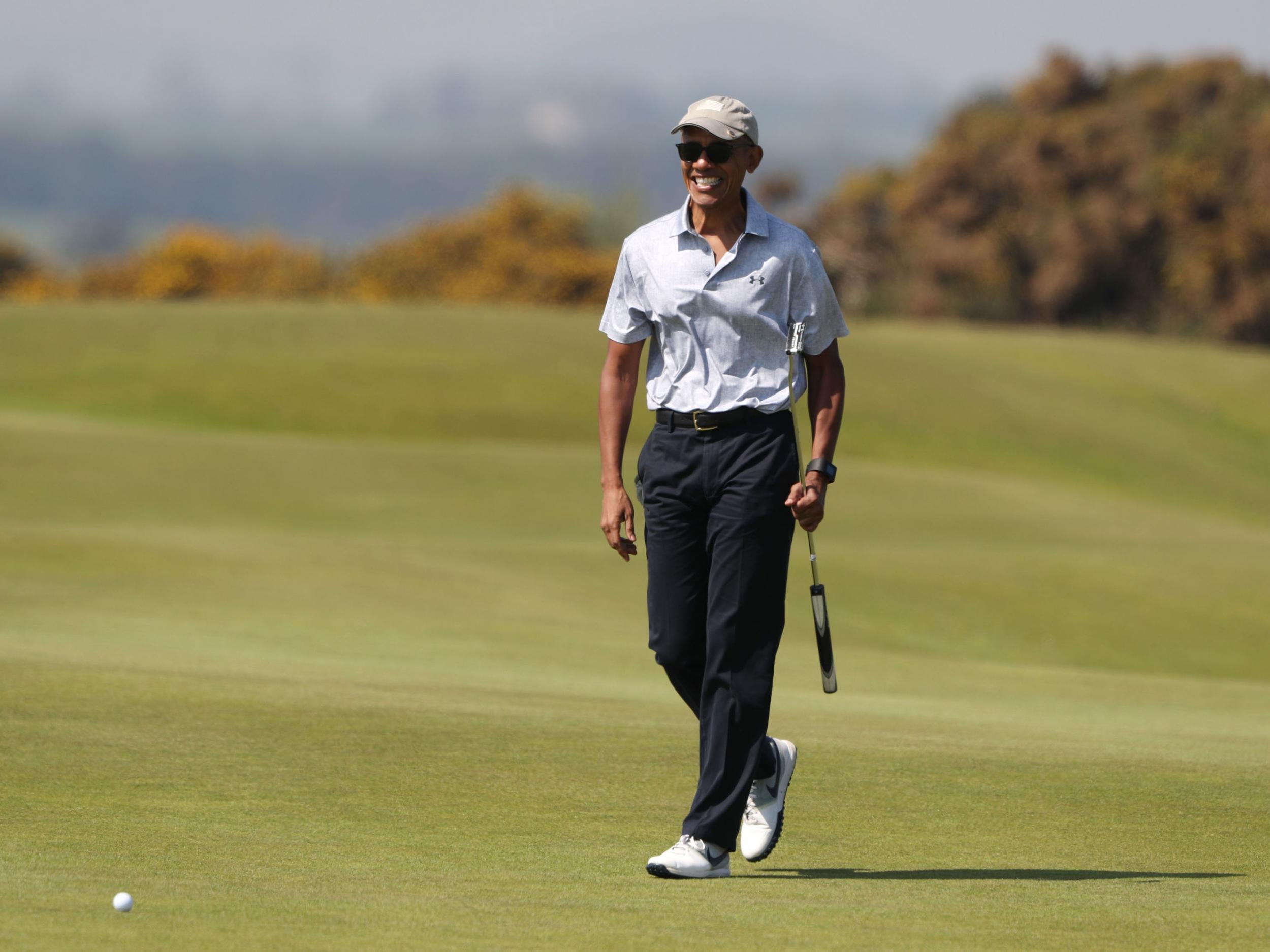 Former US President Barack Obama plays 18 holes at St Andrews Golf Club