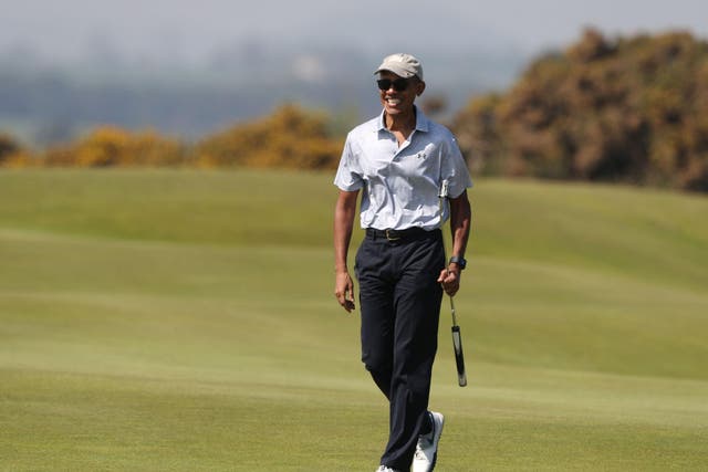 Former US President Barack Obama plays 18 holes at St Andrews Golf Club