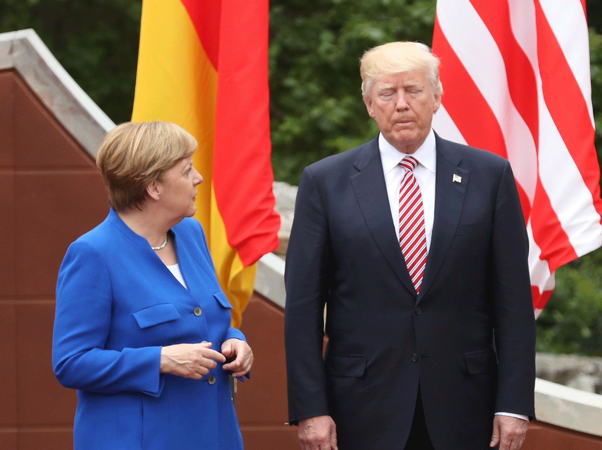 German Chancellor Angela Merkel and US President Donald Trump at the G7 Taormina summit on the island of Sicily on 26 May, 2017