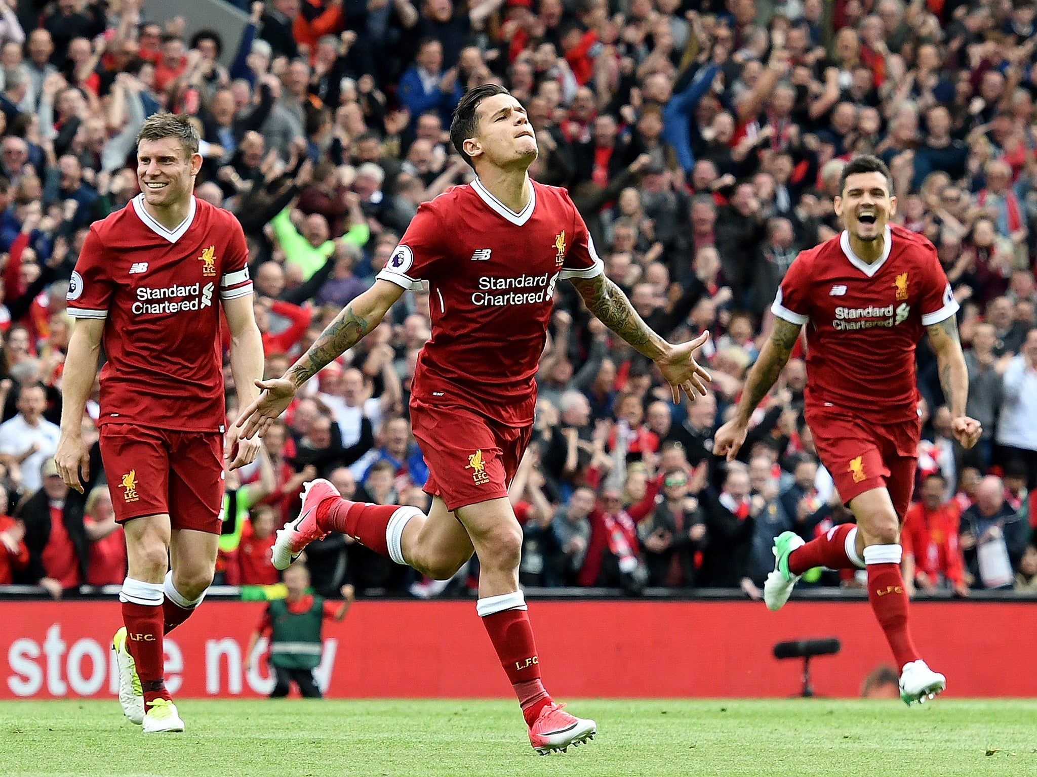 Philippe Coutinho scored the second goal in Liverpool's vital win over Middlesbrough on Sunday