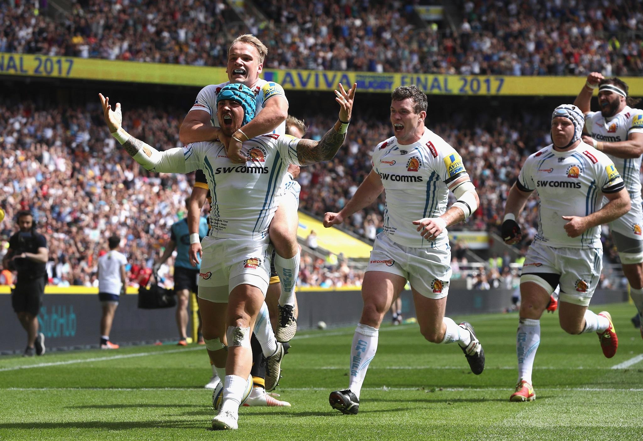 Jack Nowell scores Exeter's first try of the Premiership final