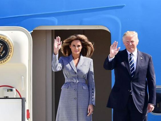 First Lady Melania and President Donald Trump arrive in Brussels