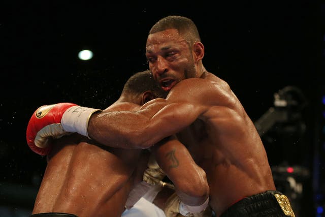 Kell Brook suffered a suspected fractured eye socket in the seventh round of the defeat by Errol Spence Jr