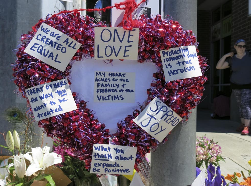 Heart-shaped wreath in memory of victims