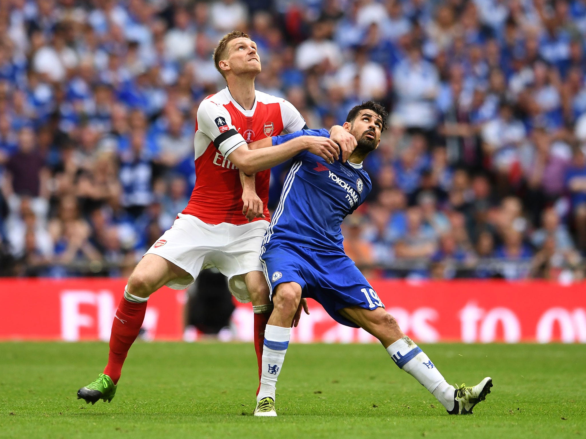 Costa in action against Per Mertesacker