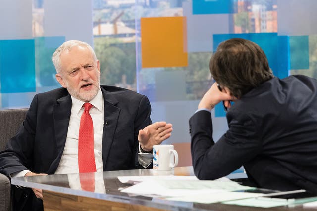 Jeremy Corbyn and Robert Peston, on the 'Peston On Sunday' TV show