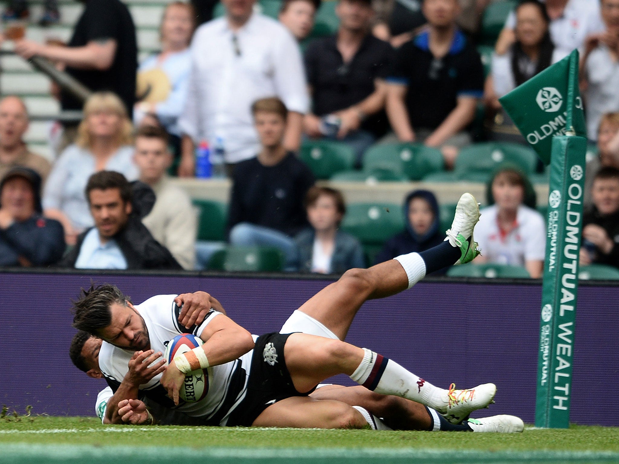 Adam Ashley-Cooper goes over for the Barbarians