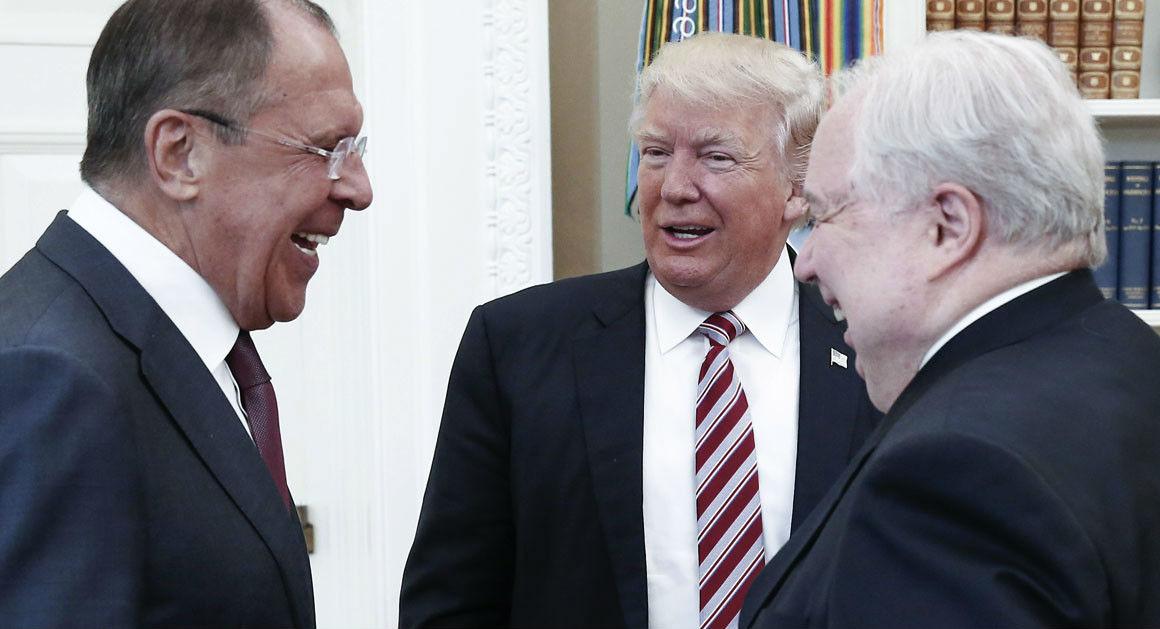 Mr Trump met the Russian Foreign Minister and its Ambassador to Washington in the Oval Office