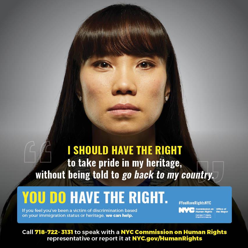The ads lay out the rights of minorities under the NYC Human Rights Law