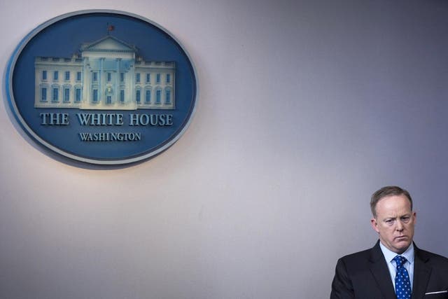 White House Press Secretary Sean Spicer cuts a lonely figure