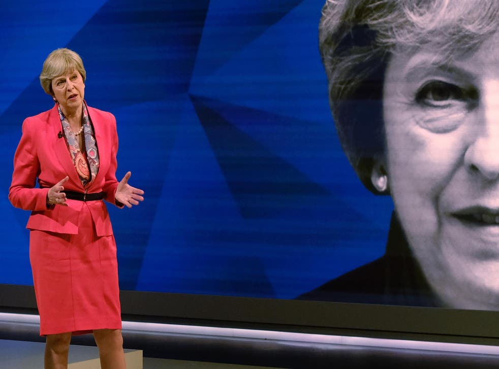 Prime Minister Theresa May answers questions from the studio audience during a joint Channel 4 and Sky News general election programme  'May v Corbyn Live: The Battle for Number 10' at Sky studios on May 29, 2017 in London, England