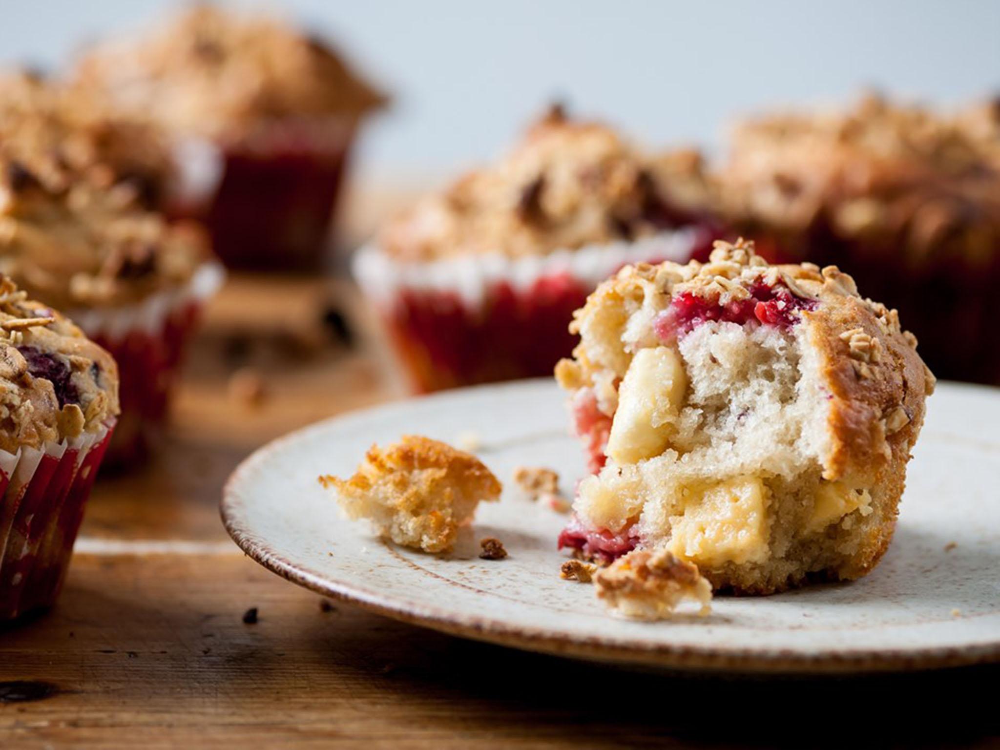 Tumble for crumble: studded with white choc chips