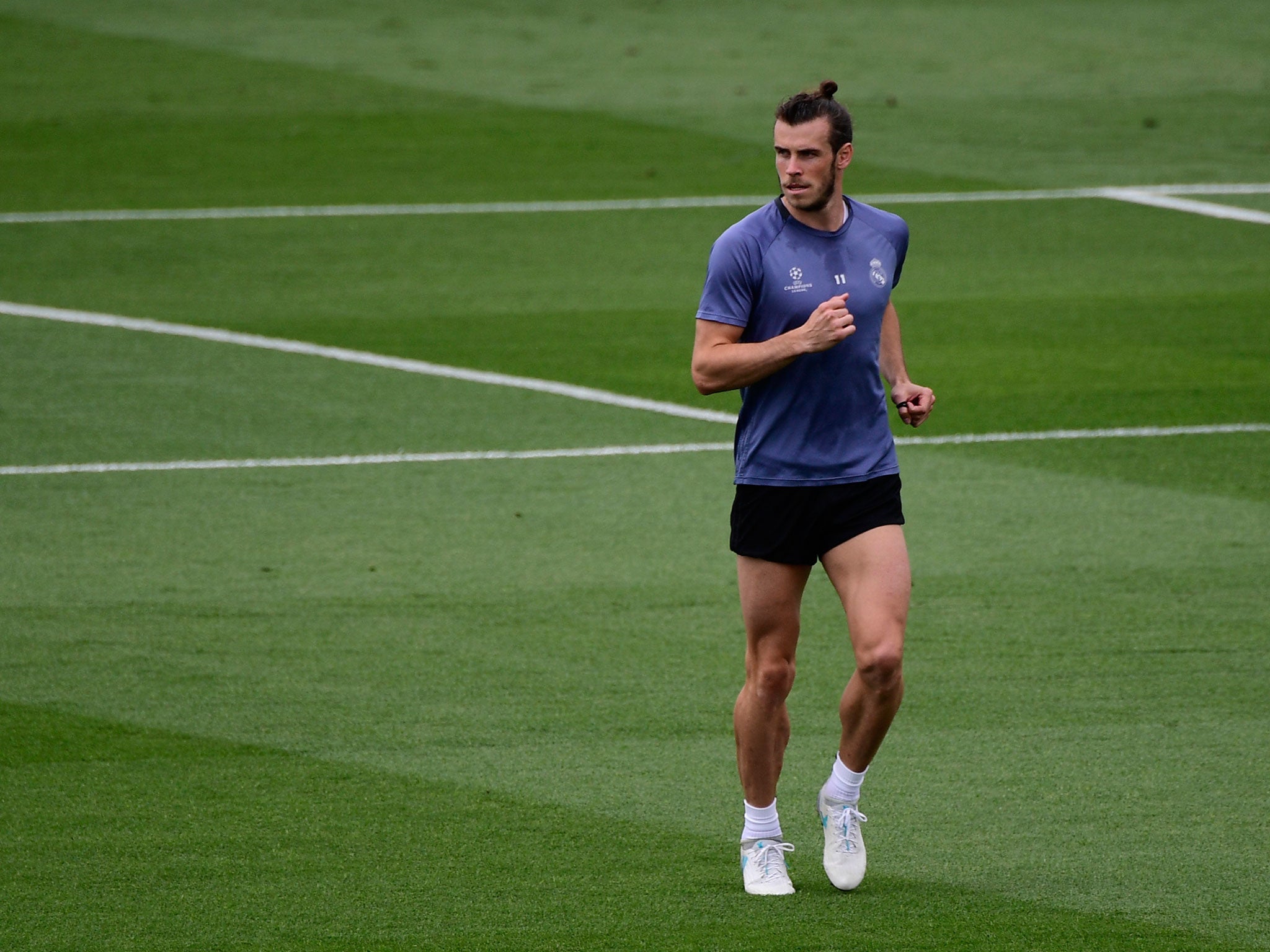 Gareth Bale in training ahead of Saturday's Champions League final in Cardiff