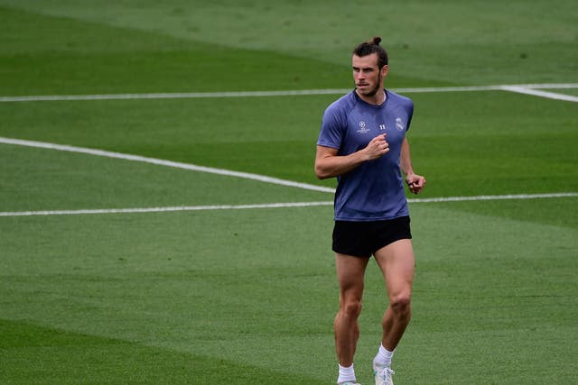 Gareth Bale in training ahead of Saturday's Champions League final in Cardiff