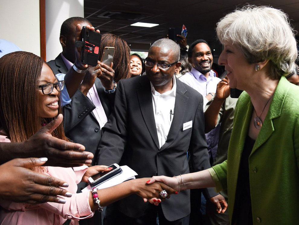 Theresa May meets members of the Jesus House Church, in Brent, west London