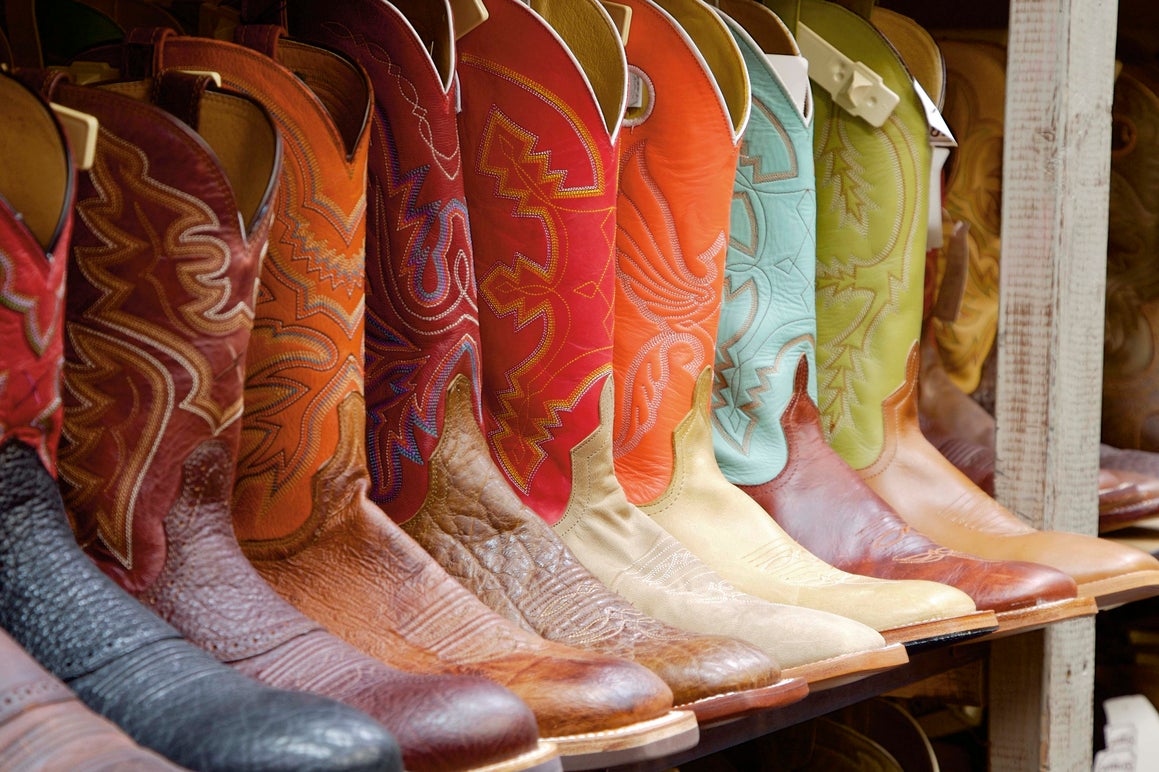 Visit Wild Bill’s Western Store for authentic cowboy boots (iStockphoto)