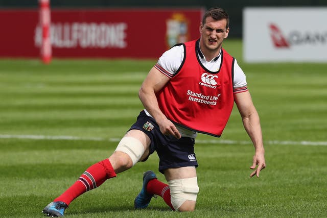 Sam Warburton training ahead of the British and Irish Lions' game against New Zealand Provincial Barbarians