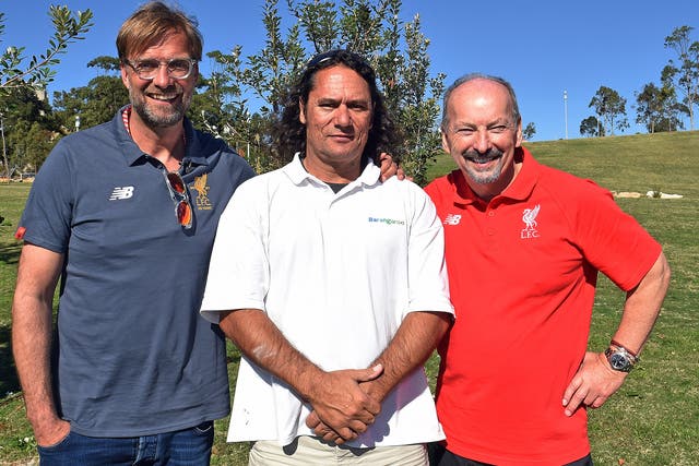 Peter Moore (right) with Jurgen Klopp on Liverpool's post-season tour of Australia