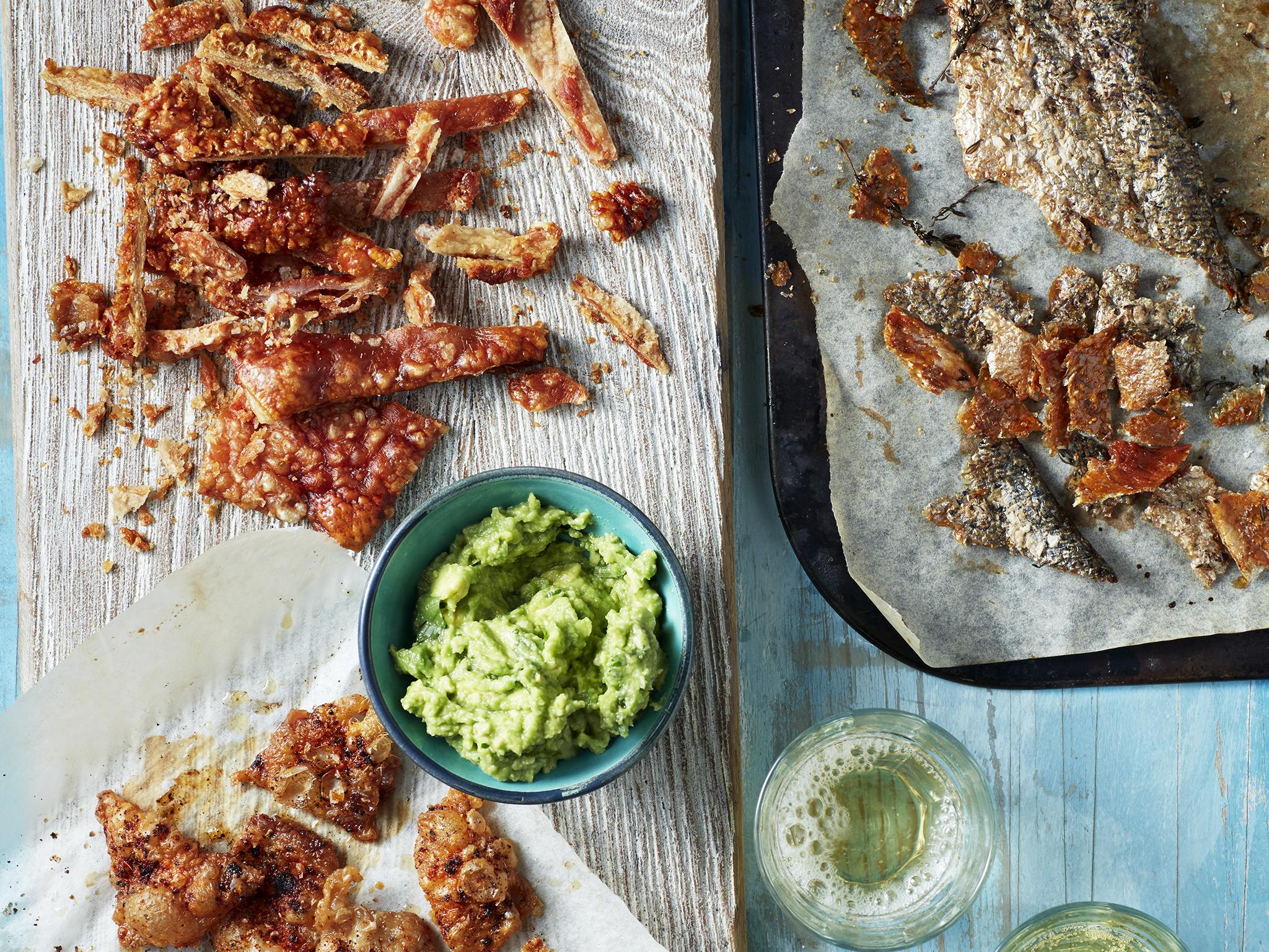Get crackling: no need to throw chicken skin or the carcass away again