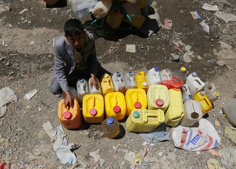 On top of food supplies, water is scarce in Sana’a