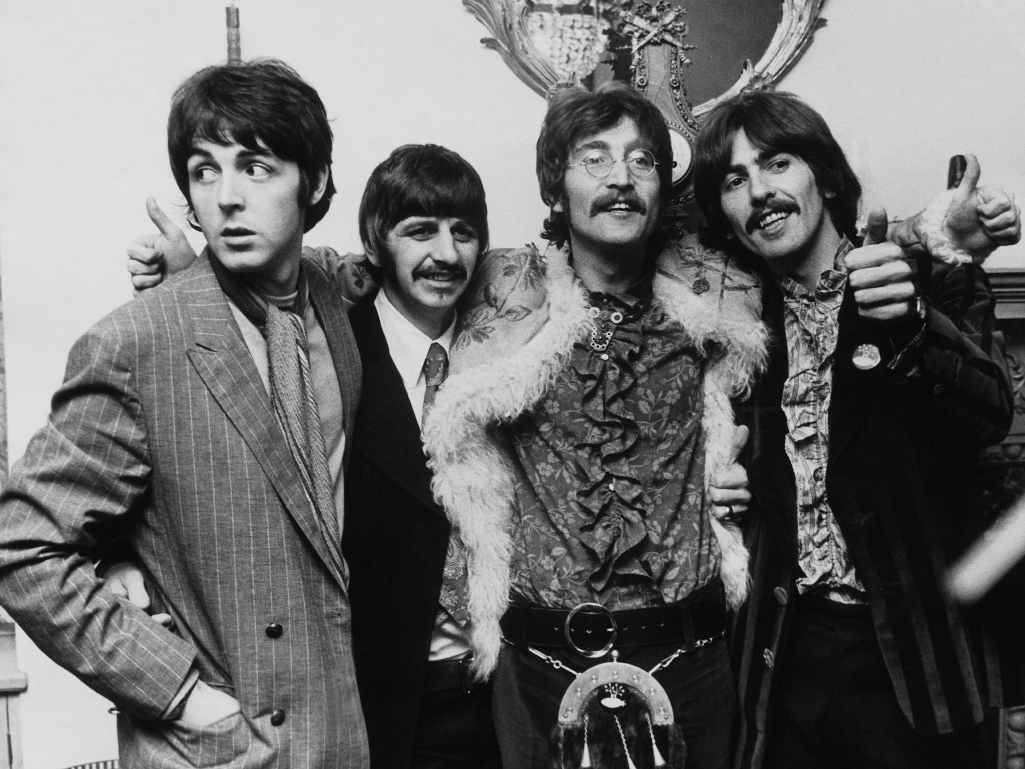 The Beatles at the press launch for the album, held at manager Brian Epstein's house in London, May 1967