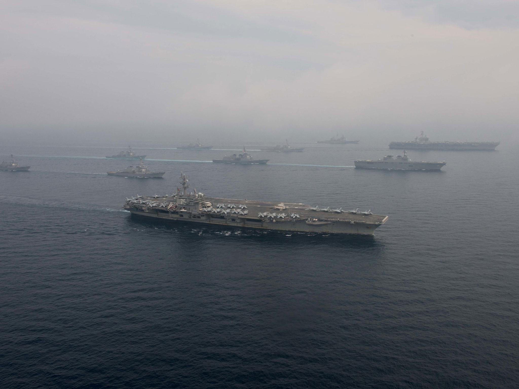 The US and Japanese navies carry out drills in the Sea of Japan