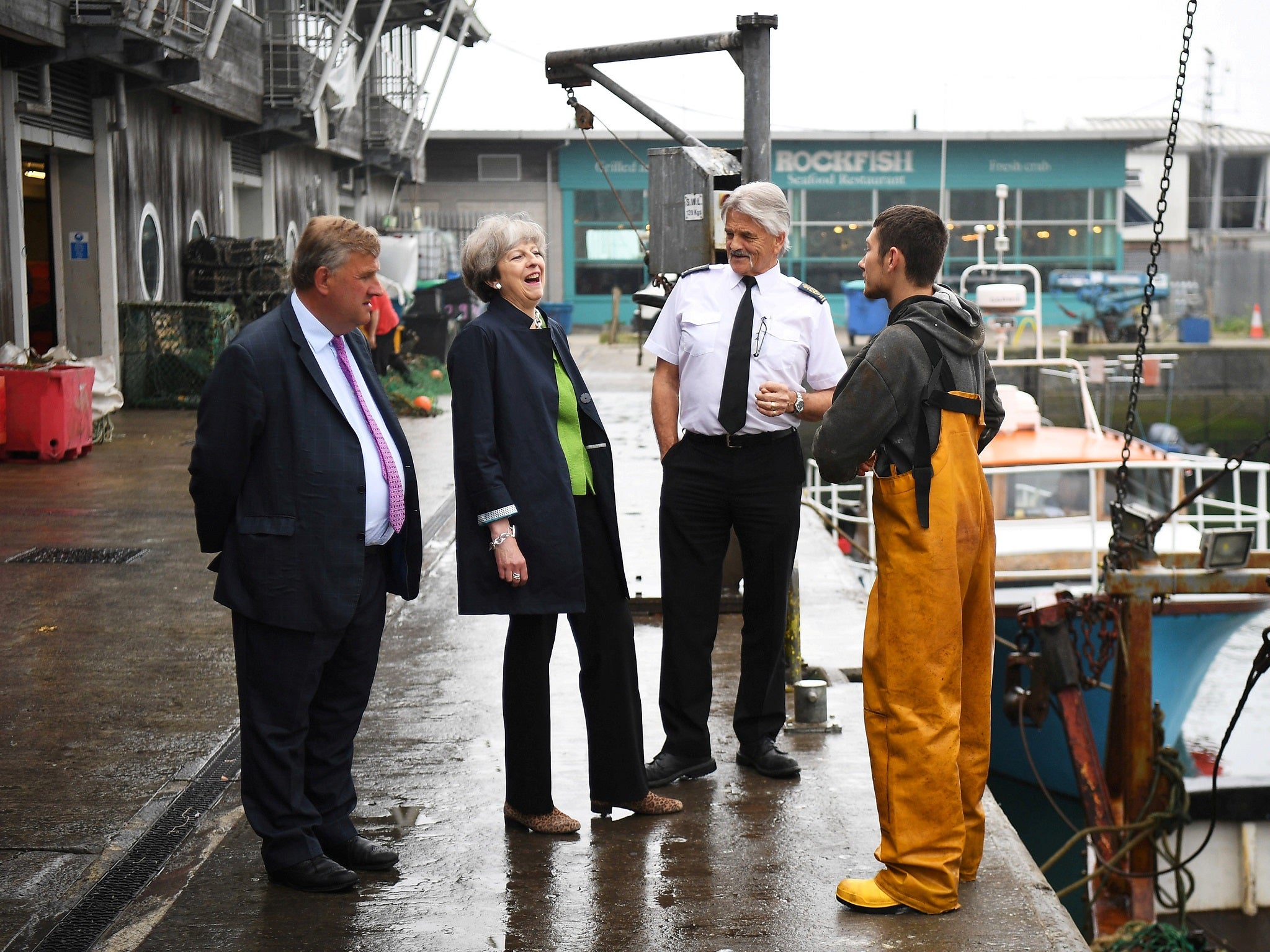 Theresa May visits the Plymouth fisheries in Plymouth
