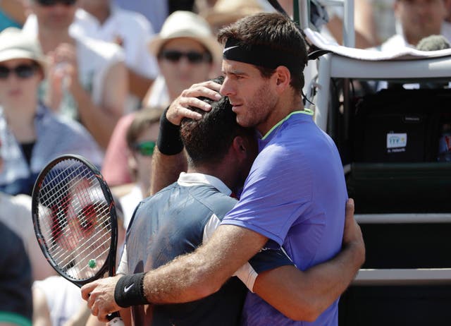 Del Potro was on hand to comfort the distraught Almagro