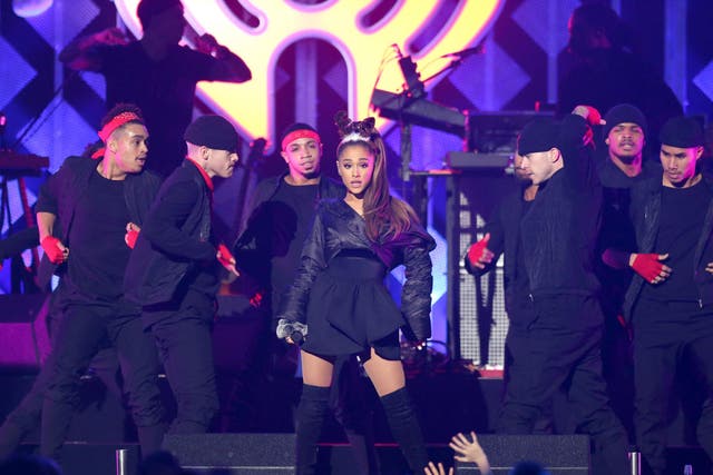 Ariana Grande performs onstage during Power 96 1's Jingle Ball at Philips Arena