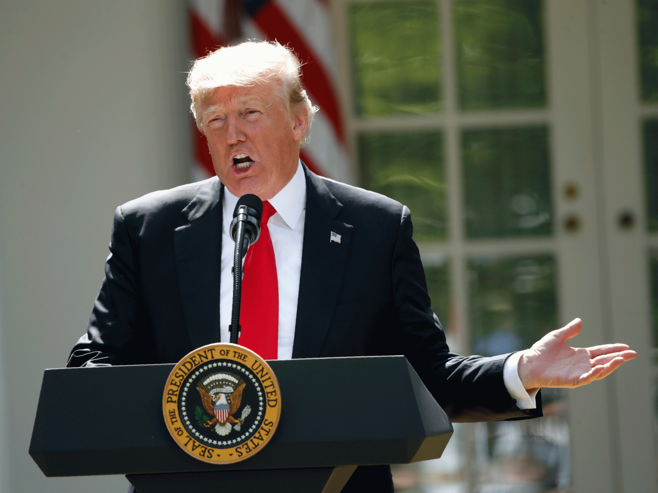 Donald Trump announced his decision in the White House rose garden