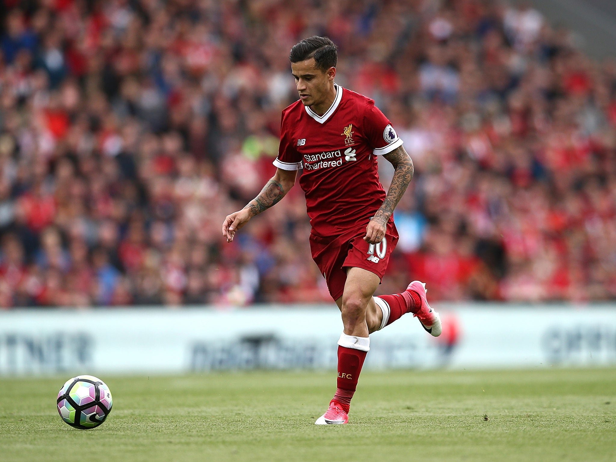 Coutinho in action for Liverpool against Middlesbrough on the last day of the season