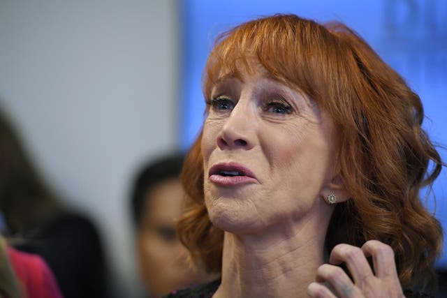 Comedian Kathy Griffin speaks during a news conference