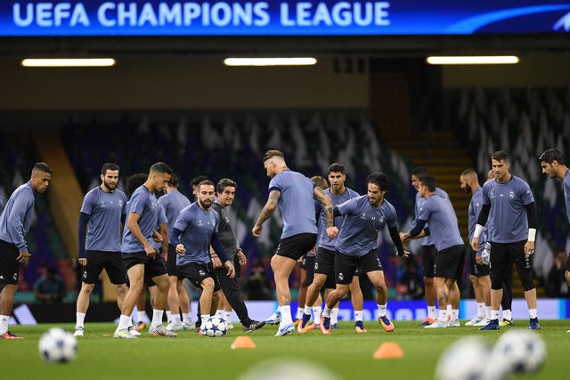 Real Madrid in training ahead of Saturday night's final