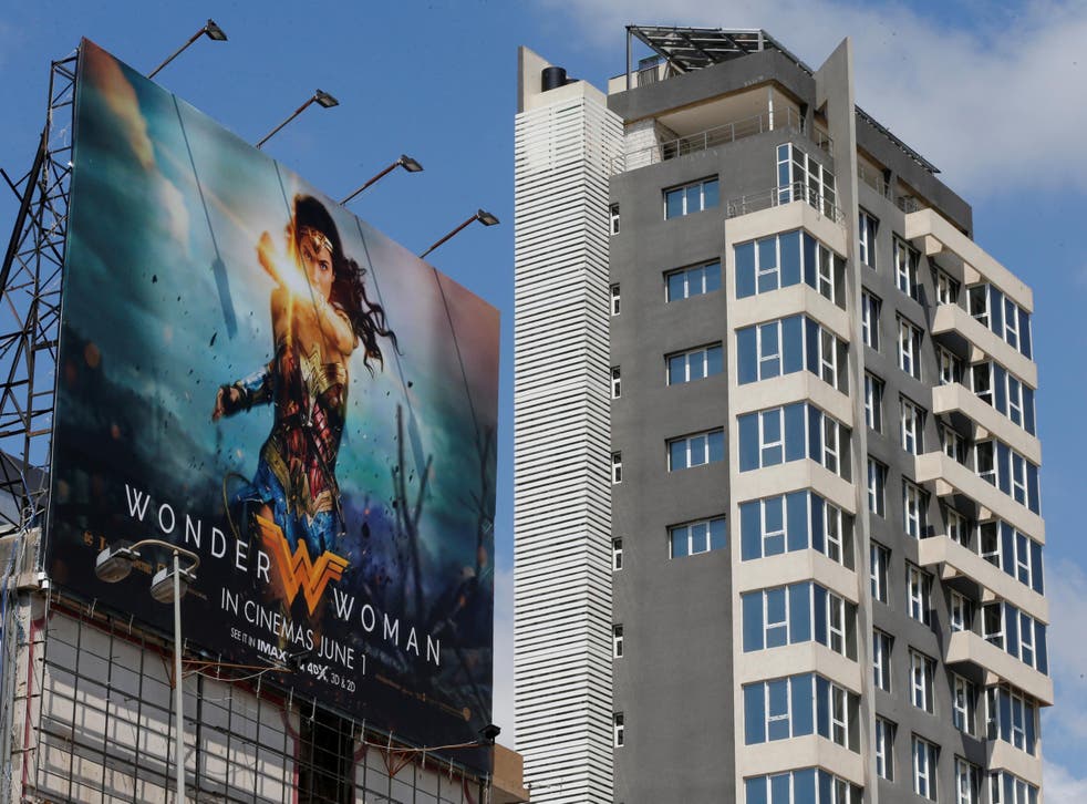 A billboard advertising Warner Brothers’ new release on a highway east of Beirut, Lebanon, on 31 May 2017 – the same day the film was banned