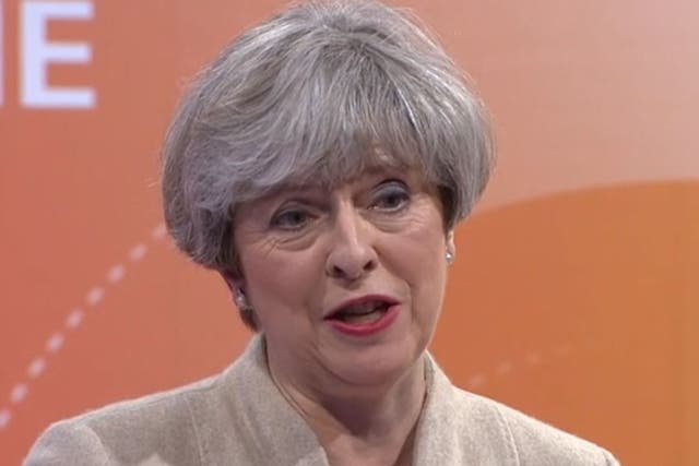 Theresa May talking in the BBC Question time special