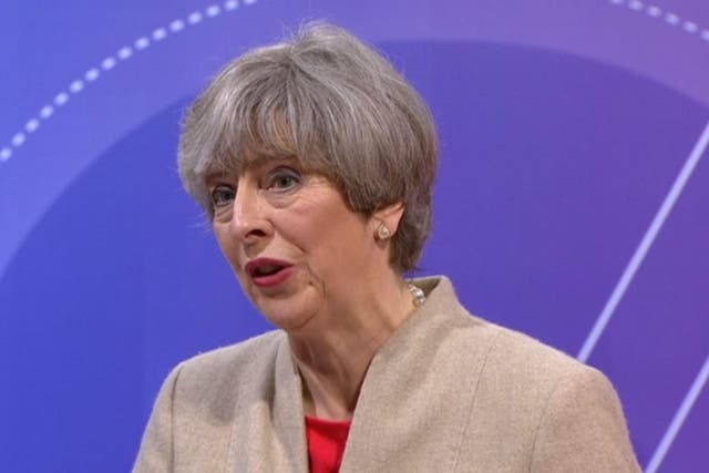 Theresa May answers a question on schools funding