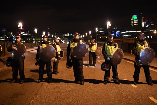 Police at the scene at Southwark Bridge after an attack on London Bridge on June 4, 2017 in London, England. Picture: