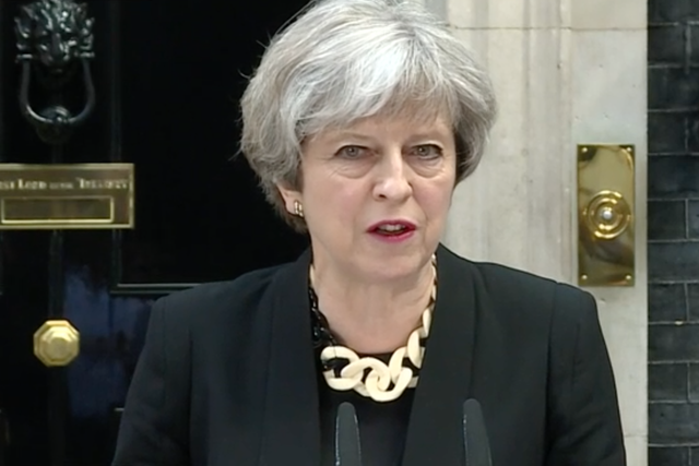 Theresa May makes a statement outside Downing Street following the attack