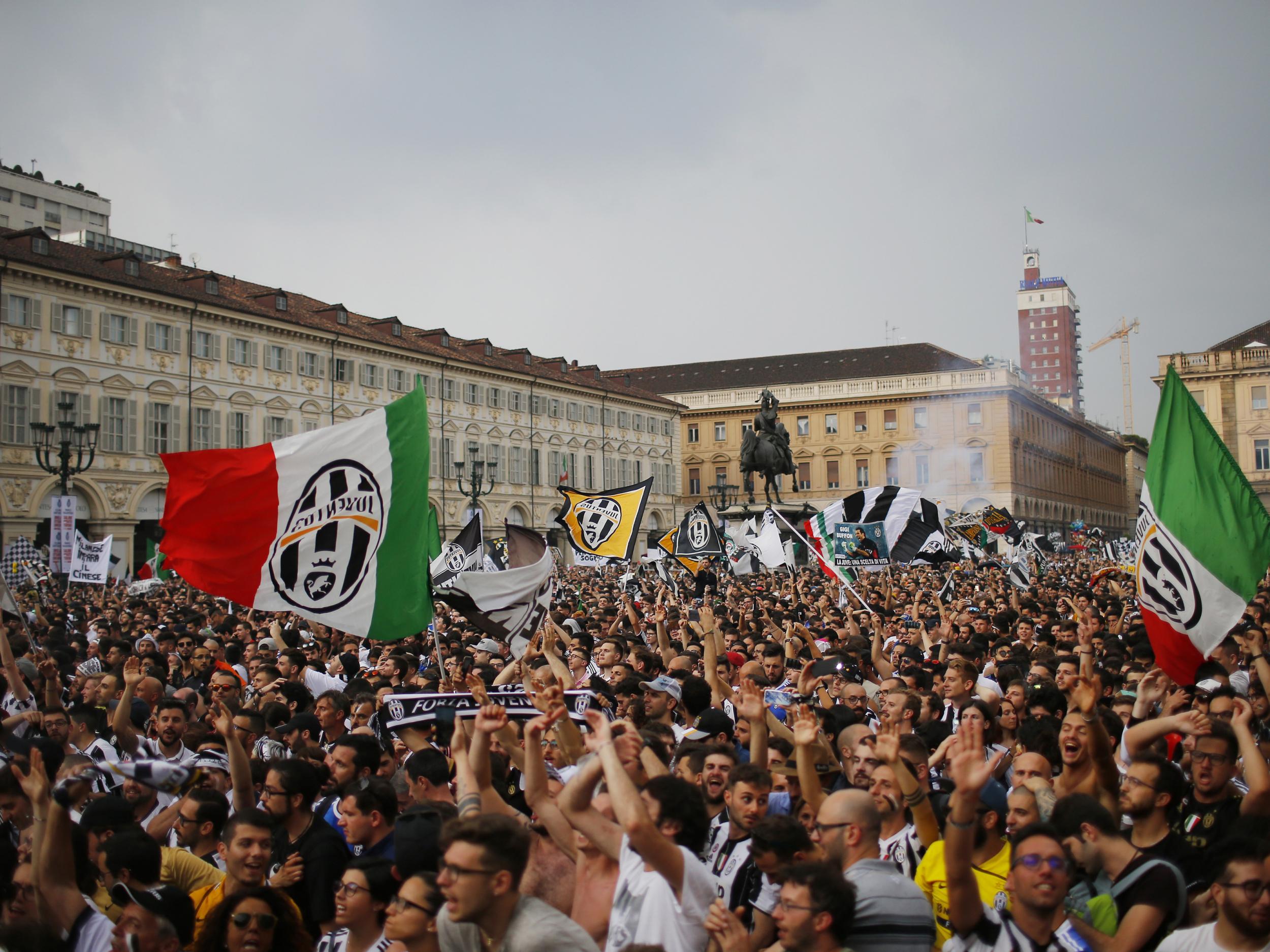 Juventus fans were watching the match in a public square