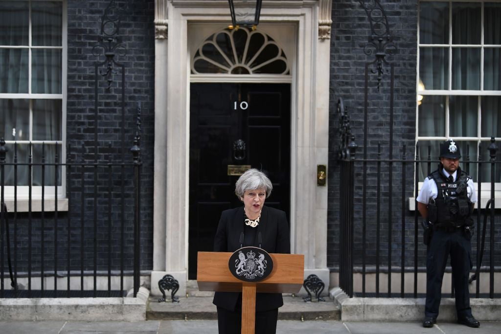 Action station: the Prime Minister had no choice but to address anti-terror policy in her speech