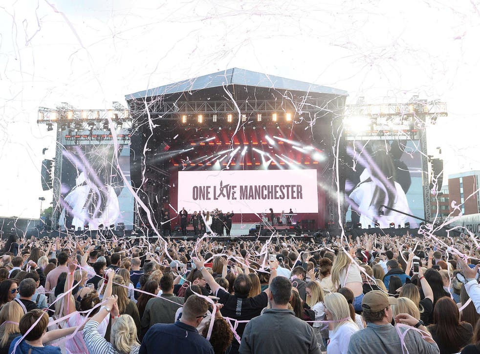 Ariana Grande performs during the One Love Manchester benefit concert for the victims of the Manchester Arena terror attack at Emirates Old Trafford, Manchester