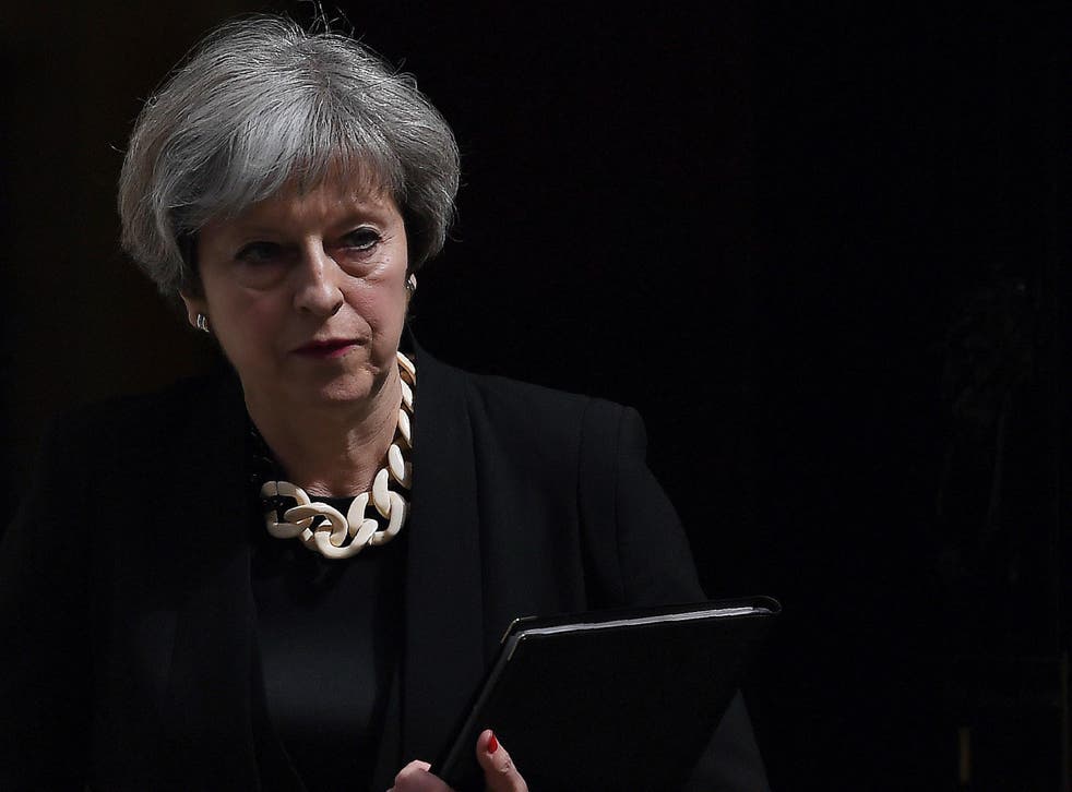 Britain's Prime Minister Theresa May at 10 Downing Street delivering a statement after the london terror attacks